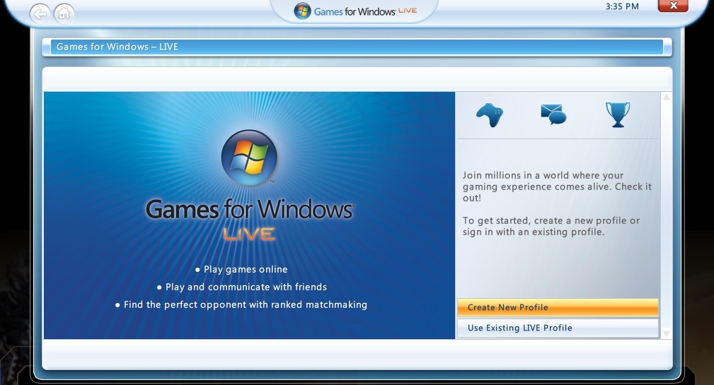 Games for Windows Live Interface (2016)